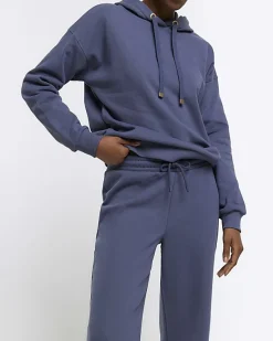 River Island Blue wide leg joggers< Trousers