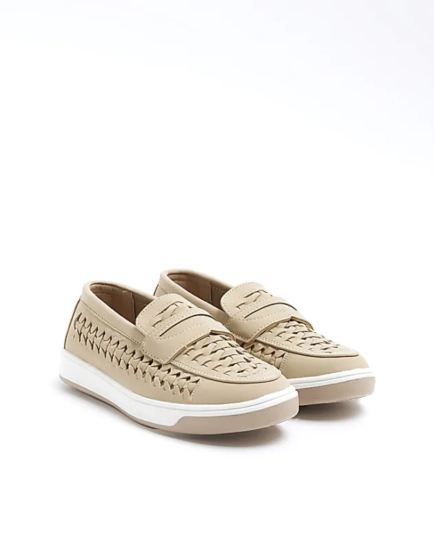 River Island Boys beige weave loafers< 9 - 12 Yrs