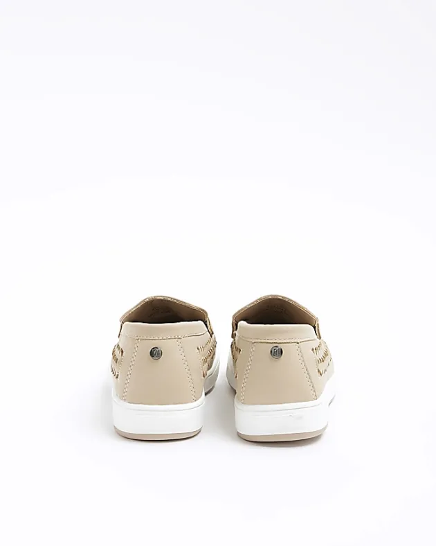 River Island Boys beige weave loafers< 9 - 12 Yrs