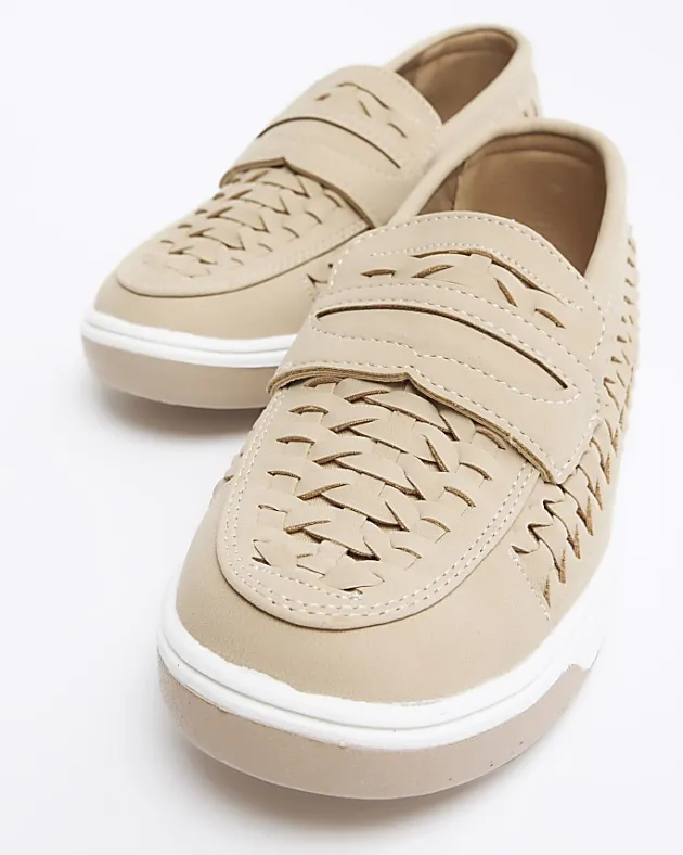 River Island Boys beige weave loafers< 9 - 12 Yrs