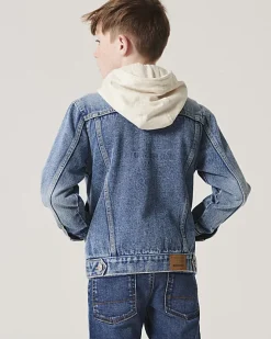 River Island Boys hooded denim trucker jacket< Coats & Jackets