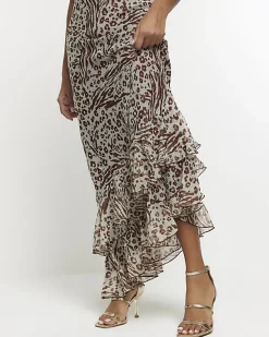 River Island animal print frill slip maxi dress< Dresses