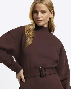 River Island Belted Sweatshirt Mini Dress< Dresses