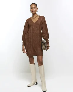 River Island cable knit jumper mini dress< Dresses