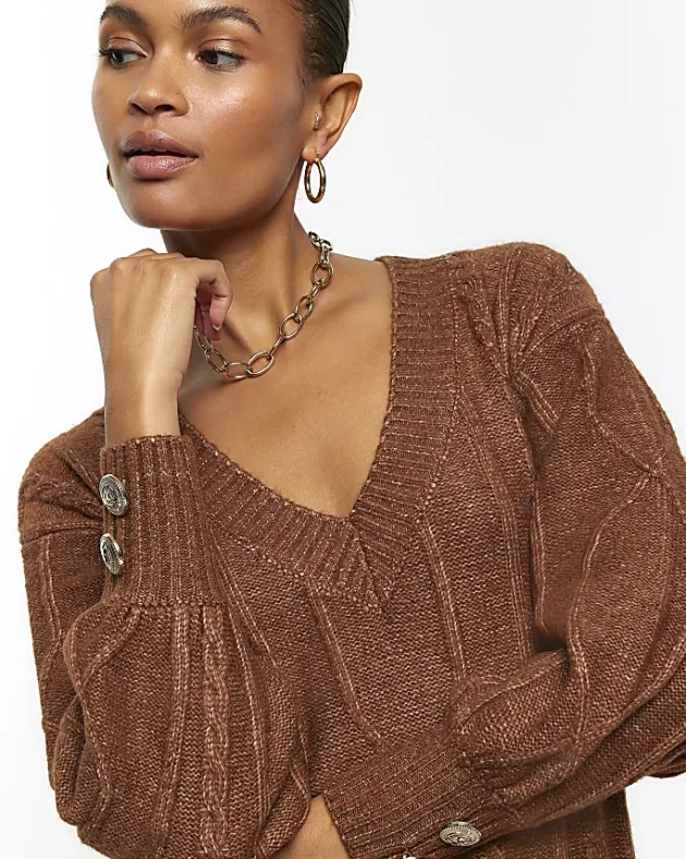 River Island cable knit jumper mini dress< Dresses