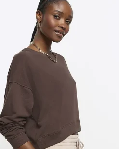 River Island crop plain sweatshirt< Loungewear