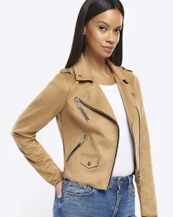 River Island faux suede Biker Jacket< Coats & Jackets