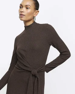 River Island glitter knot bodycon midi dress< Dresses