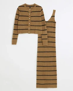 River Island knit stripe bodycon midi dress set< Dresses
