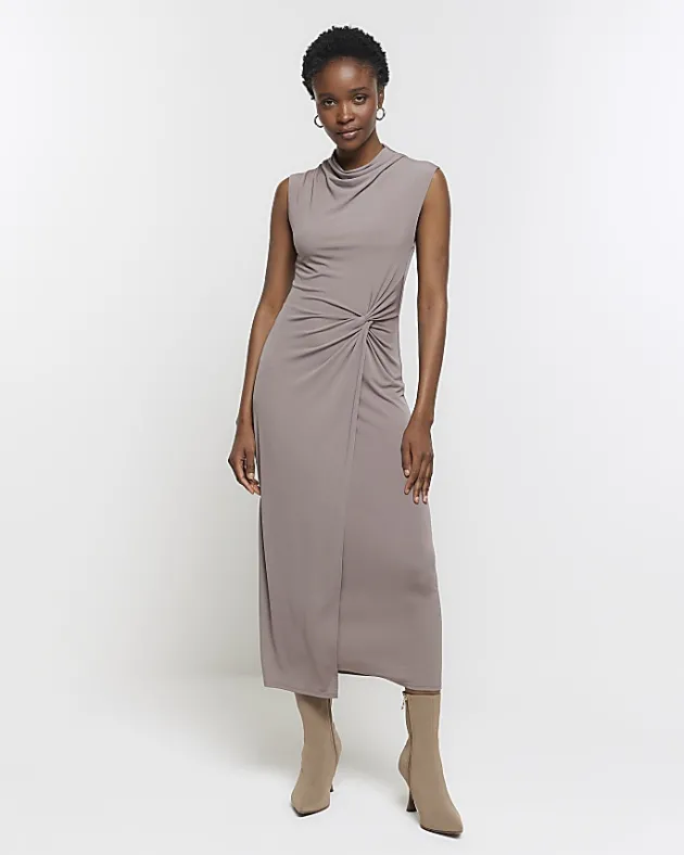 River Island knot detail bodycon midi dress< Dresses