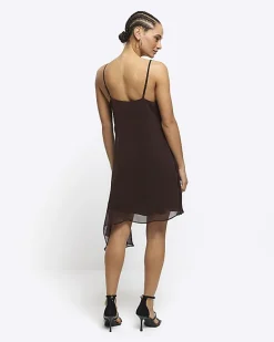 River Island lace trim asymmetric slip mini dress< Dresses