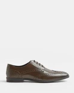 River Island lace up leather brogue derby shoes< Essentials