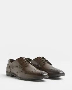 River Island lace up leather brogue derby shoes< Essentials