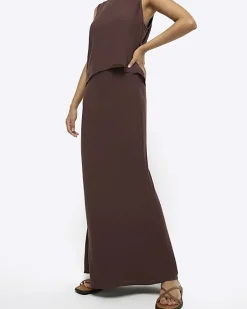 River Island maxi bias skirt with linen< Skirts