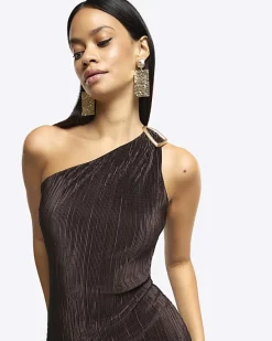 River Island plisse asymmetric bodycon midi dress< Dresses