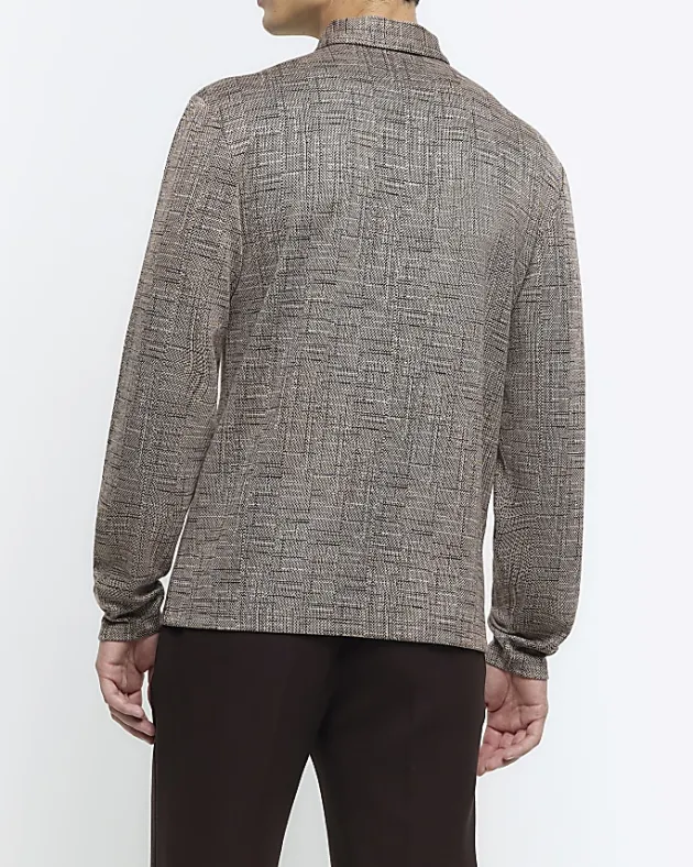 River Island regular fit cross hatch jacquard polo< Polo Shirts