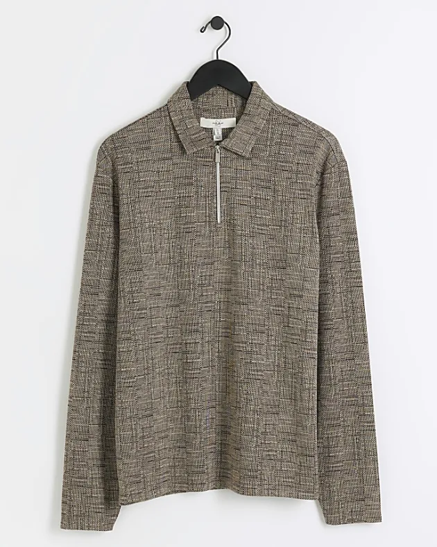 River Island regular fit cross hatch jacquard polo< Polo Shirts