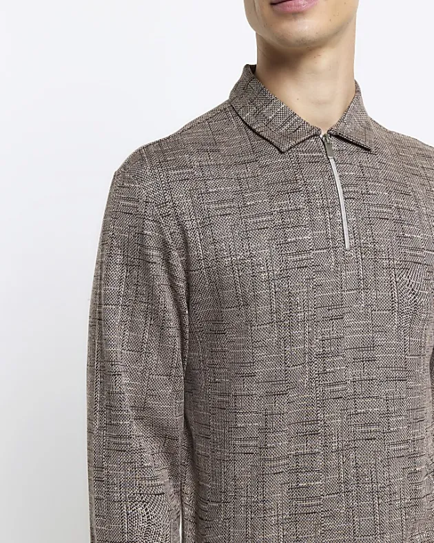 River Island regular fit cross hatch jacquard polo< Polo Shirts