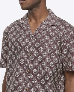 River Island regular fit geometric revere shirt< Shirts