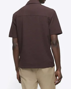 River Island regular fit seersucker revere shirt< Shirts