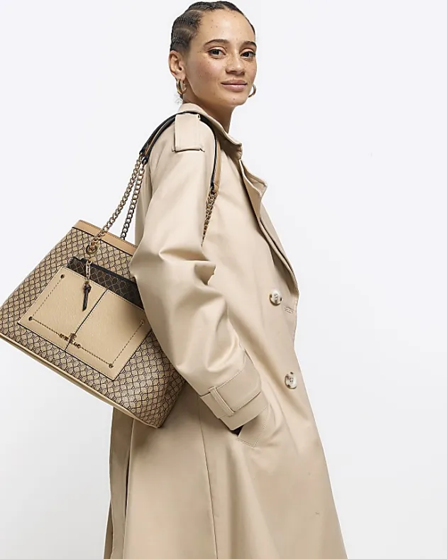 River Island RI monogram pocket tote bag< Bags, Purses & Luggage