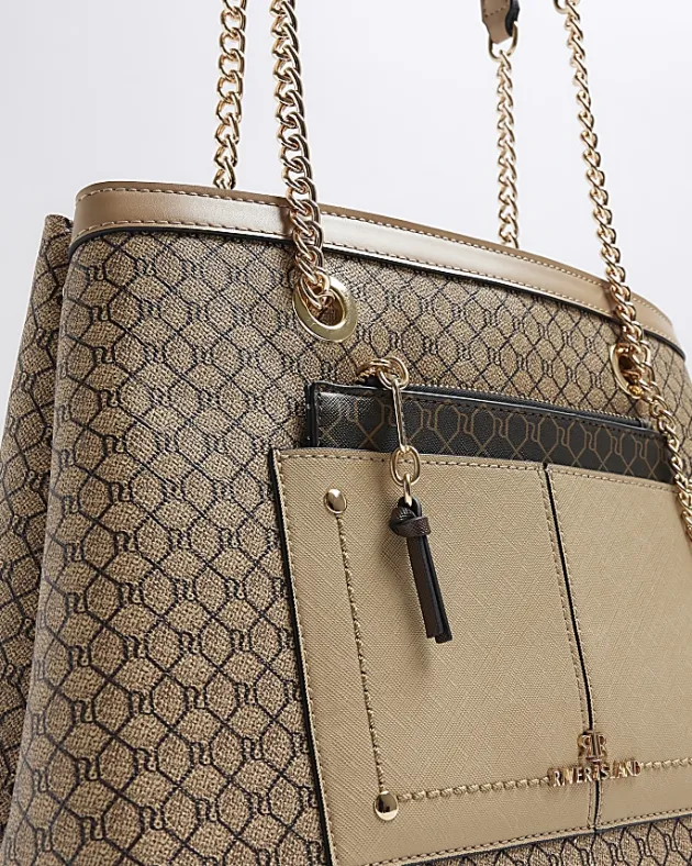River Island RI monogram pocket tote bag< Bags, Purses & Luggage