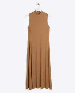 River Island rib high neck bodycon midi dress< Dresses