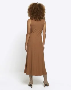 River Island rib high neck bodycon midi dress< Dresses