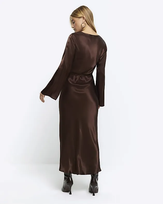 River Island satin belted slip midi dress< Dresses