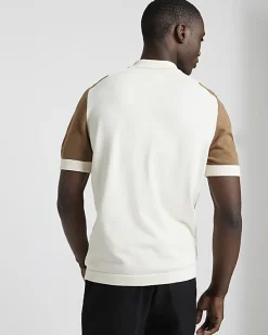 River Island slim fit colour block knitted polo< Polo Shirts