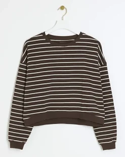 River Island stripe crop sweatshirt< Loungewear