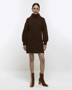 River Island textured roll neck jumper mini dress< Dresses
