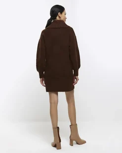 River Island textured roll neck jumper mini dress< Dresses