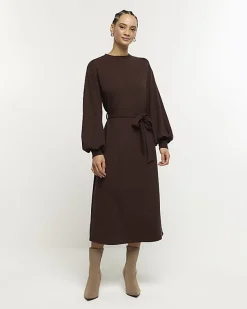 River Island tie waist sweatshirt midi dress< Dresses