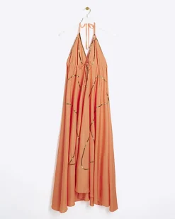 River Island Coral embellished plunge beach maxi dress< Swimwear & Beachwear