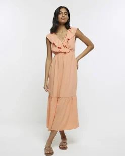 River Island Coral frill swing maxi dress< Dresses