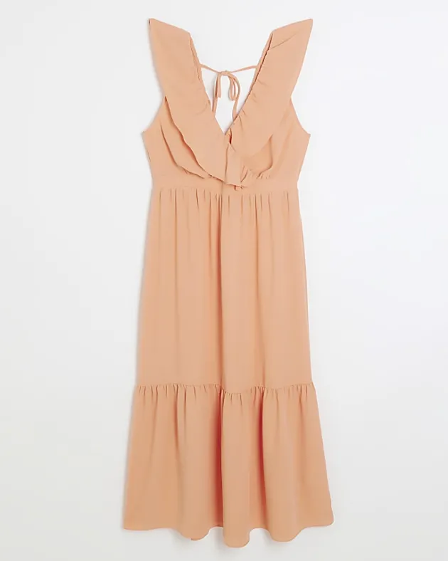 River Island Coral frill swing maxi dress< Dresses