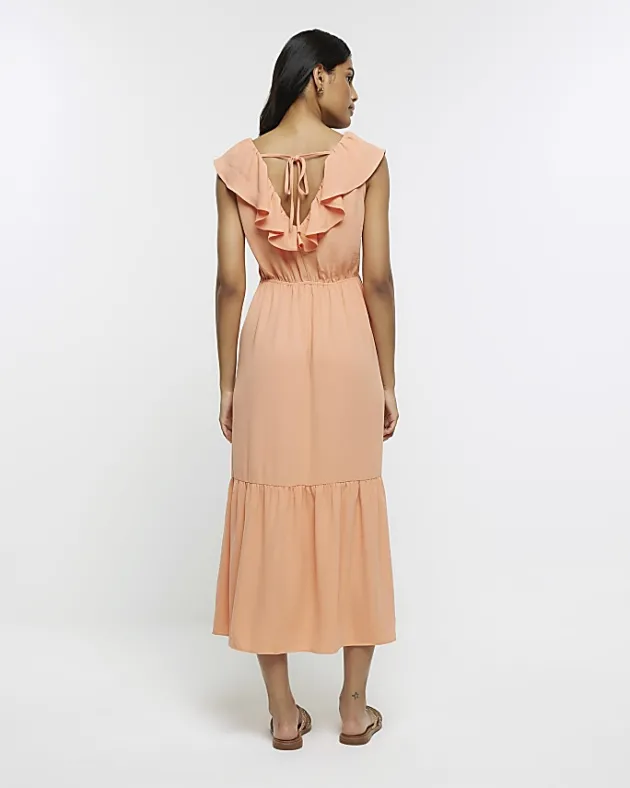 River Island Coral frill swing maxi dress< Dresses