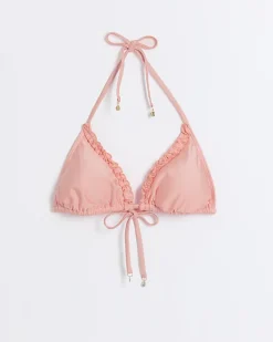 River Island Coral Frill Triangle Bikini Top< Swimwear & Beachwear