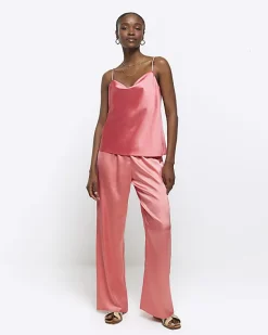 River Island Coral satin cowl neck cami top< Co-ord Sets