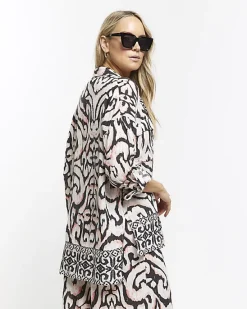 River Island abstract beach shirt< Swimwear & Beachwear