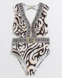 River Island abstract buckle swimsuit< Swimwear & Beachwear