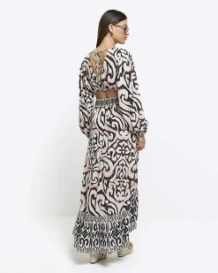 River Island abstract cut out beach maxi dress< Swimwear & Beachwear