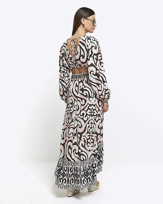 River Island abstract cut out beach maxi dress< Swimwear & Beachwear