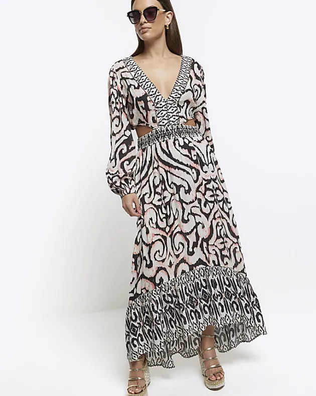 River Island abstract cut out beach maxi dress< Swimwear & Beachwear