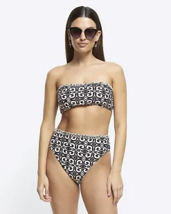 River Island abstract frill bandeau bikini top< Swimwear & Beachwear