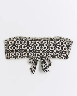 River Island abstract frill bandeau bikini top< Swimwear & Beachwear