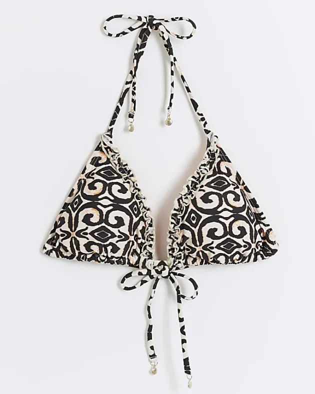 River Island abstract frill triangle bikini top< Swimwear & Beachwear