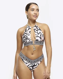 River Island abstract halter bikini top< Swimwear & Beachwear