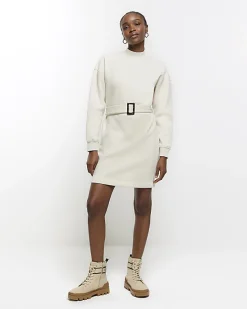 River Island Belted Sweatshirt Mini Dress< Dresses